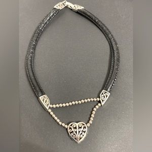 Brighton Willoughby heart pendant, leather necklace